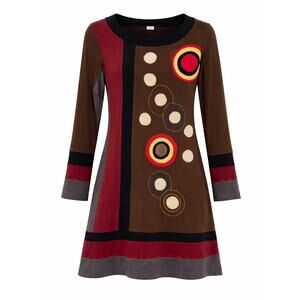 The Collection Royal Long-Sleeve Patchwork Boho Tunic Cotton Dress - Medium